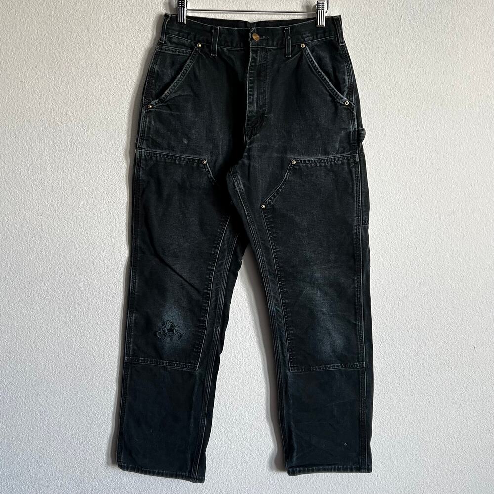 Carhartt B01 BLK faded black double knee work wear carpenter pants